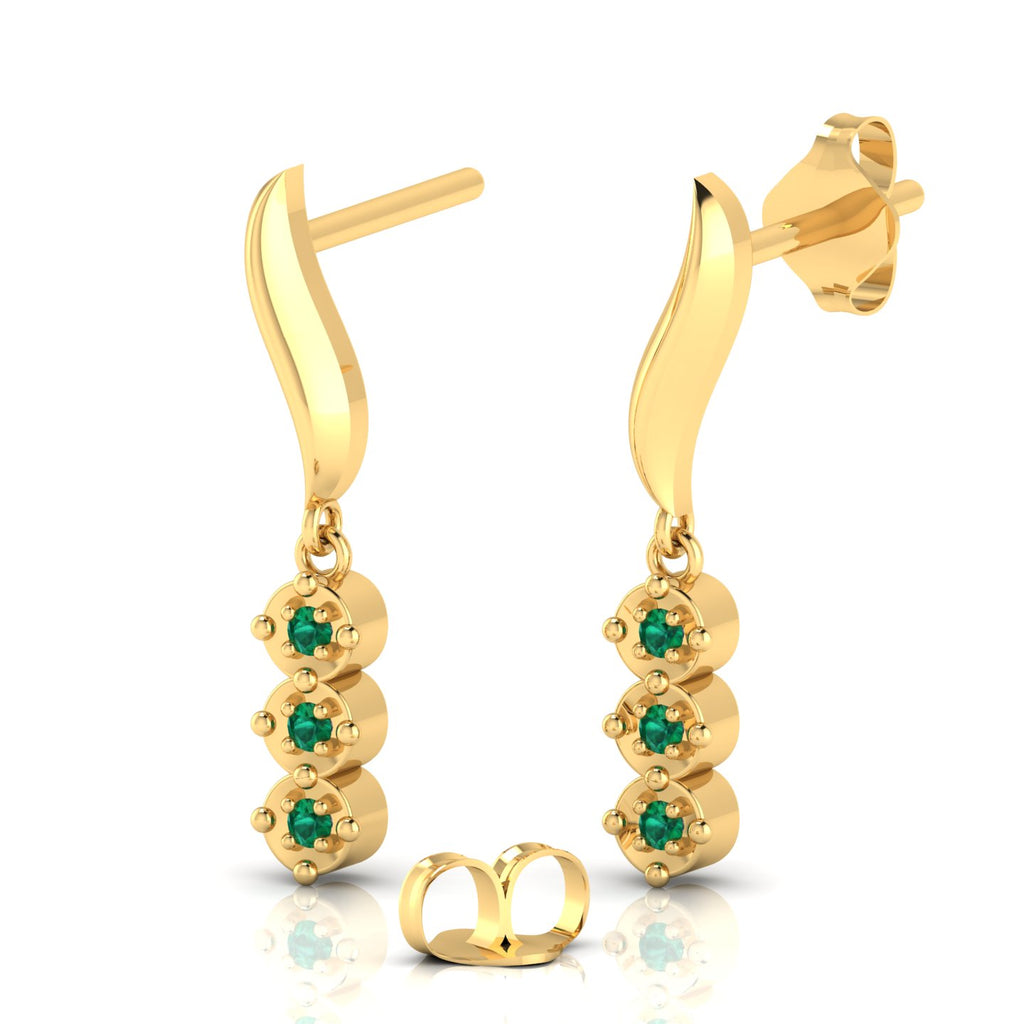 Emerald Gold Plated Wavy Line Drop Earrings