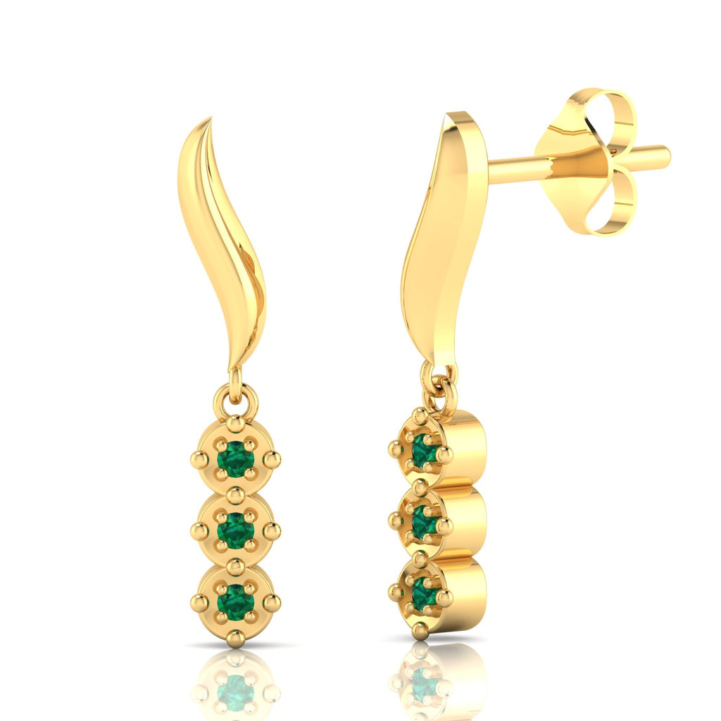 Emerald Gold Plated Wavy Line Drop Earrings