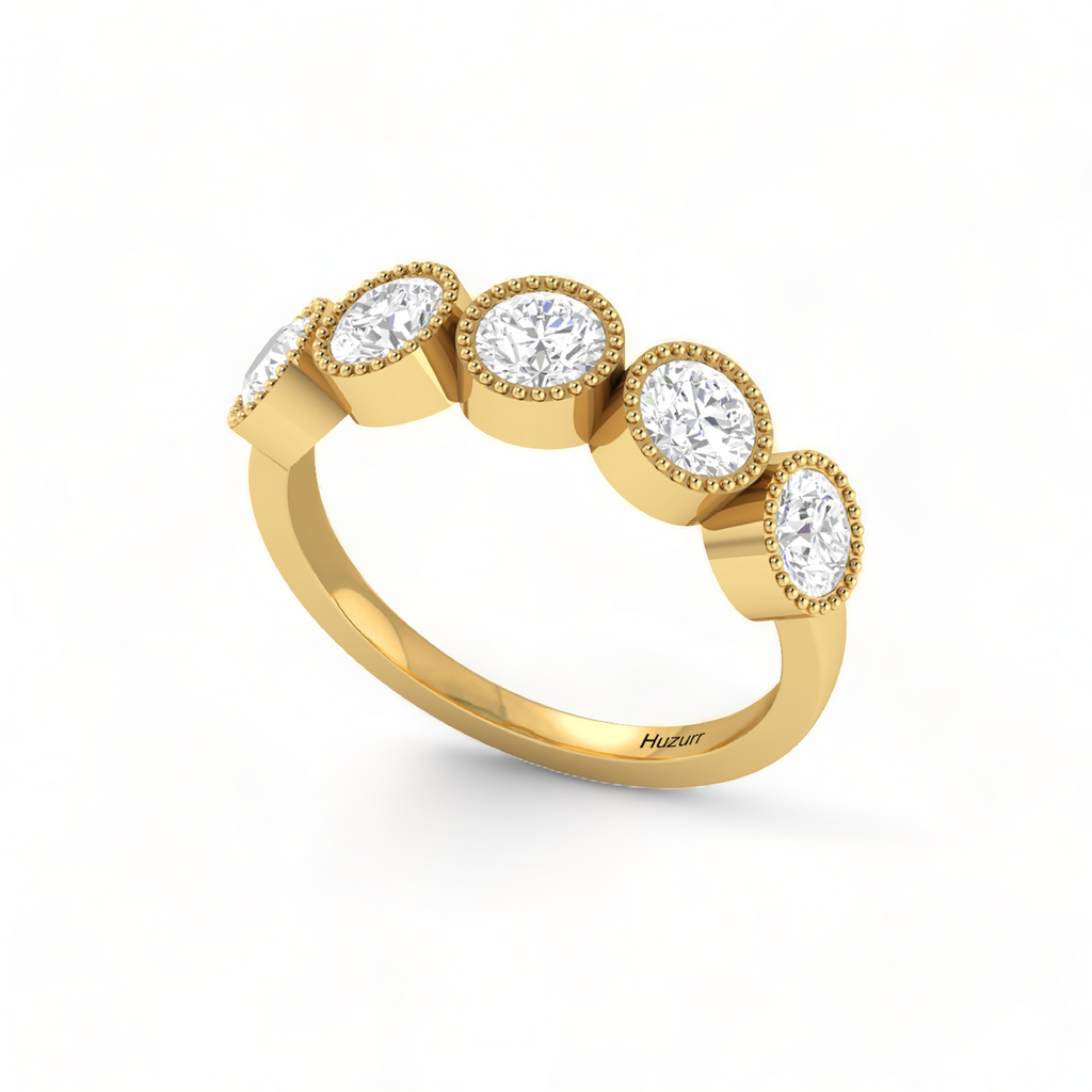 5-Diamond Engagement Gold Plated Band Ring
