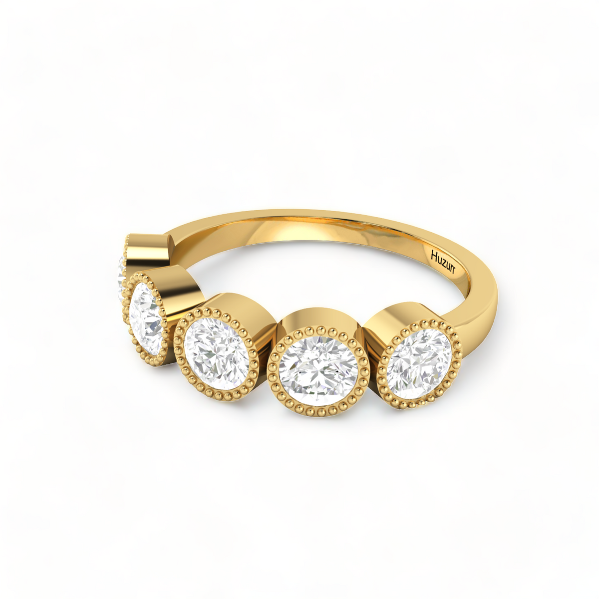 5-Diamond Engagement Gold Plated Band Ring