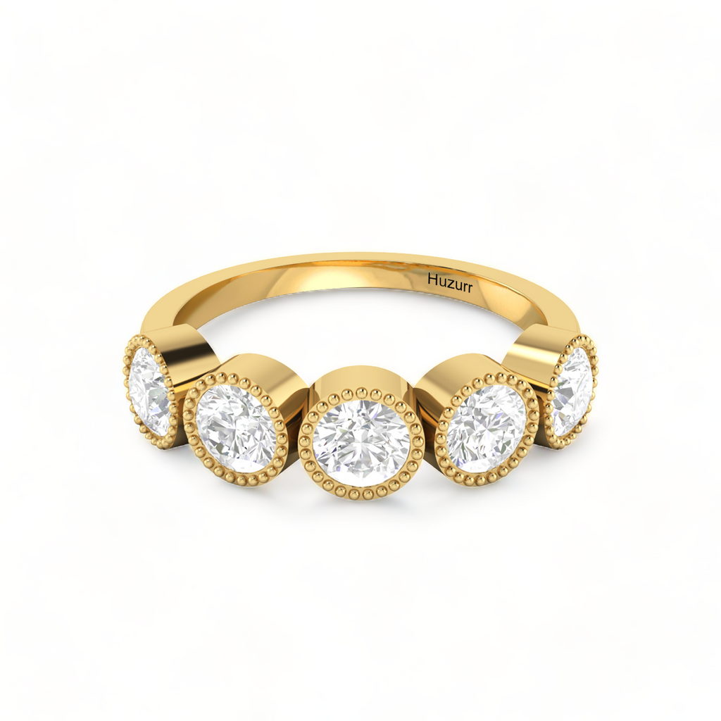5-Diamond Engagement Gold Plated Band Ring
