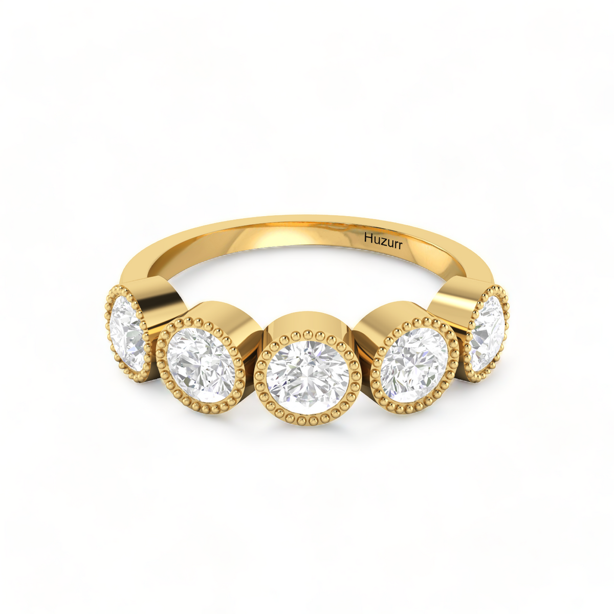 5-Diamond Engagement Gold Plated Band Ring
