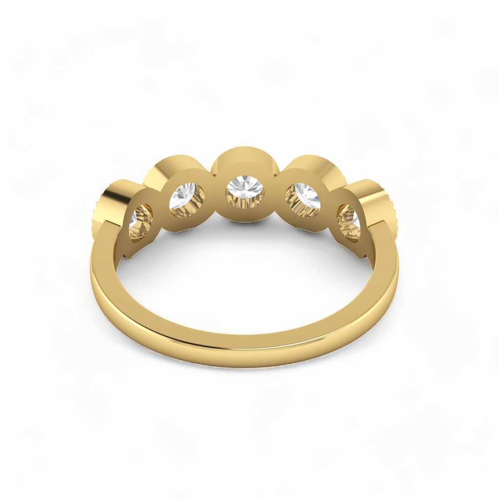 5-Diamond Engagement Gold Plated Band Ring