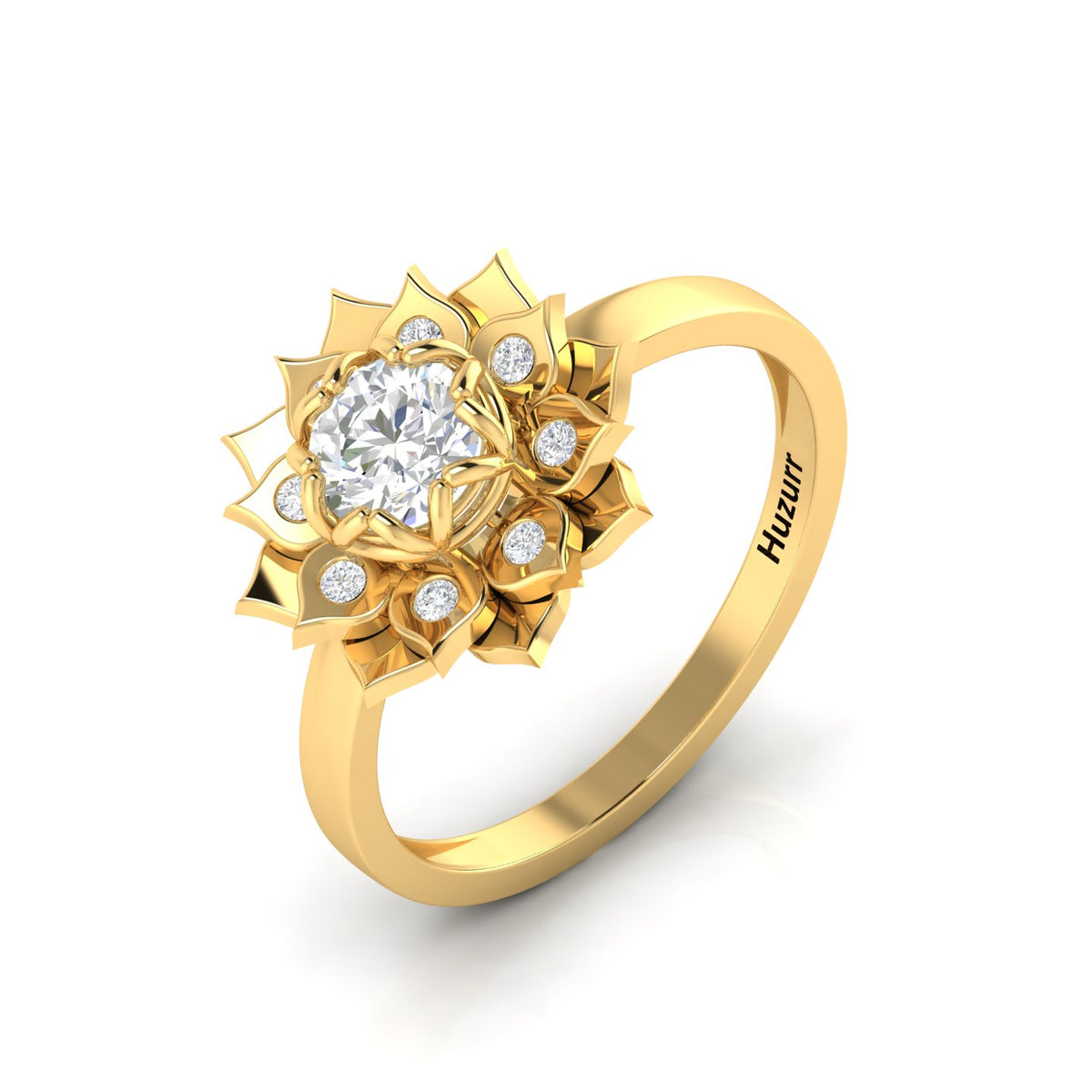 Sparkling Gold Plated Diamond Halo Ring