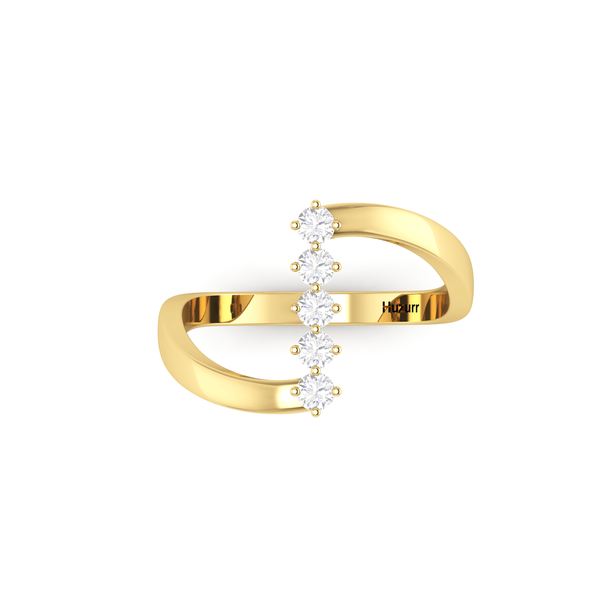Five Diamond Gold Plated Ring For Women
