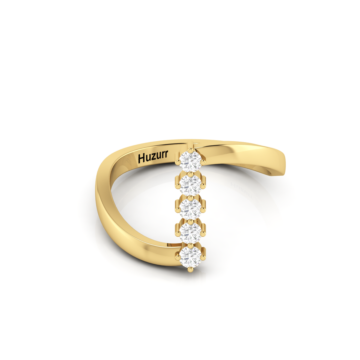 Five Diamond Gold Plated Ring For Women