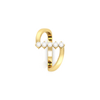 Five Diamond Gold Plated Ring For Women