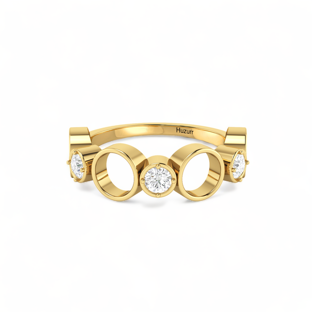 Yellow Gold Plated Spacy Diamond Ring