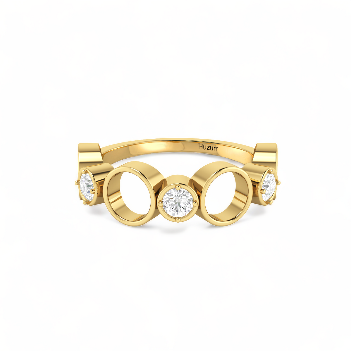Yellow Gold Plated Spacy Diamond Ring