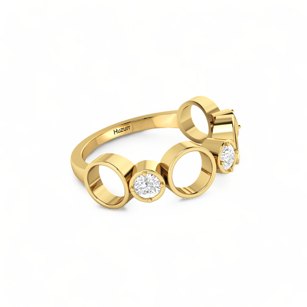 Yellow Gold Plated Spacy Diamond Ring