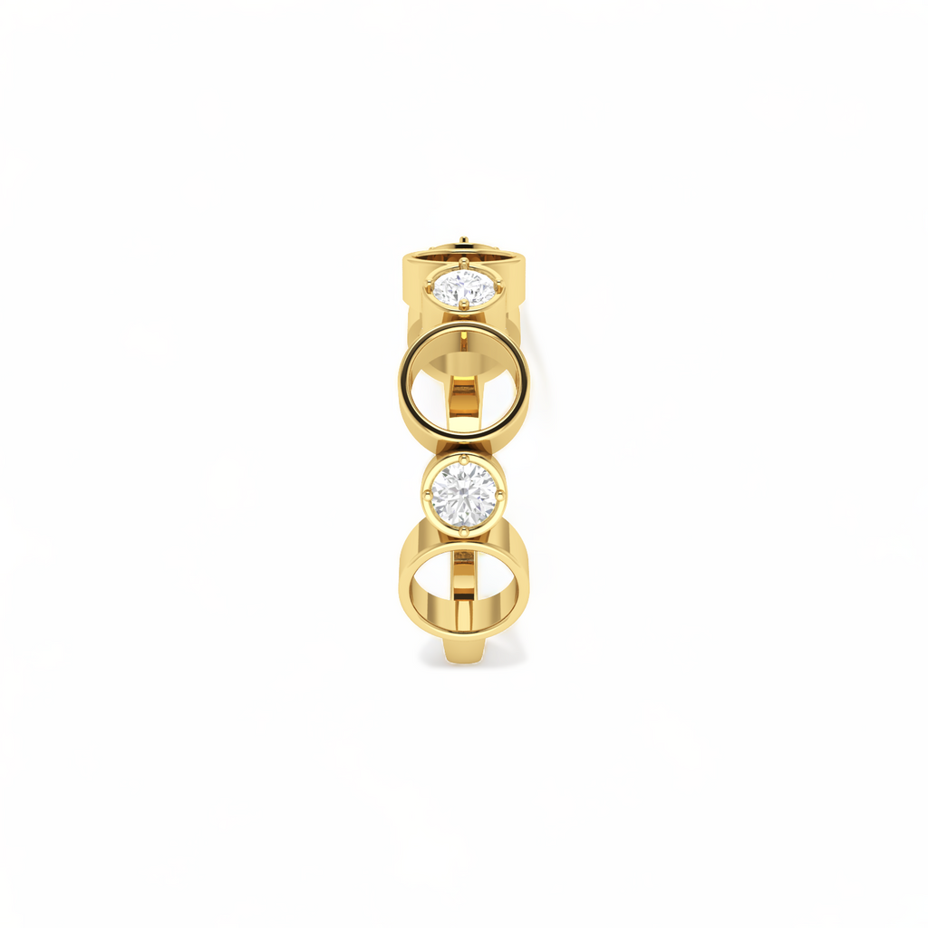 Yellow Gold Plated Spacy Diamond Ring