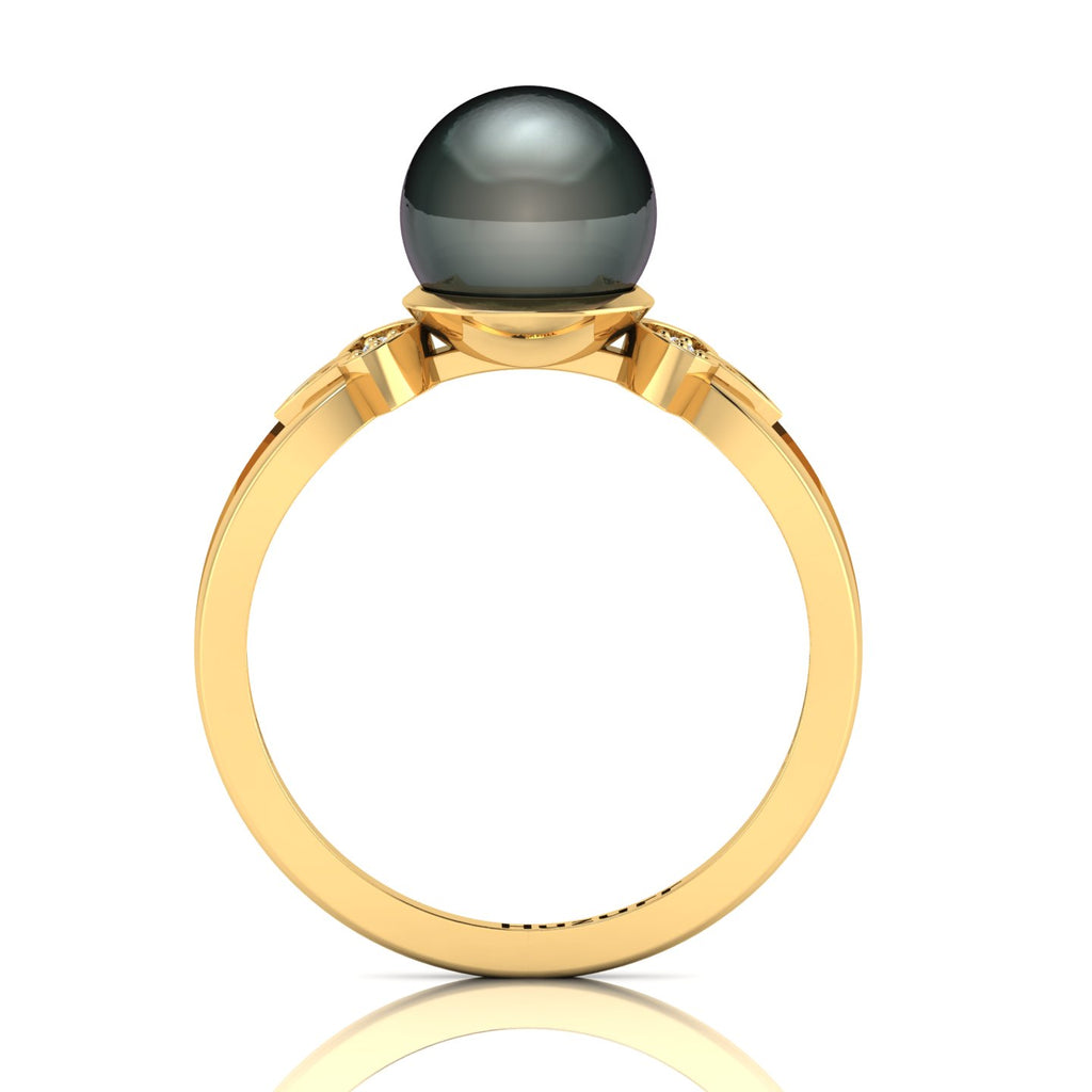 Tahitian Pearl Diamond Gold Plated Ring