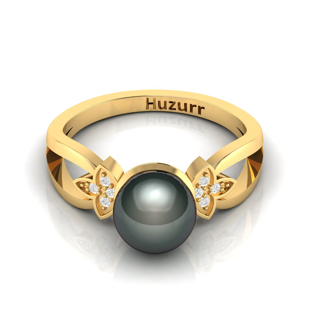 Tahitian Pearl Diamond Gold Plated Ring