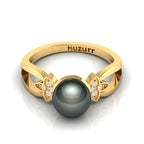 Tahitian Pearl Diamond Gold Plated Ring