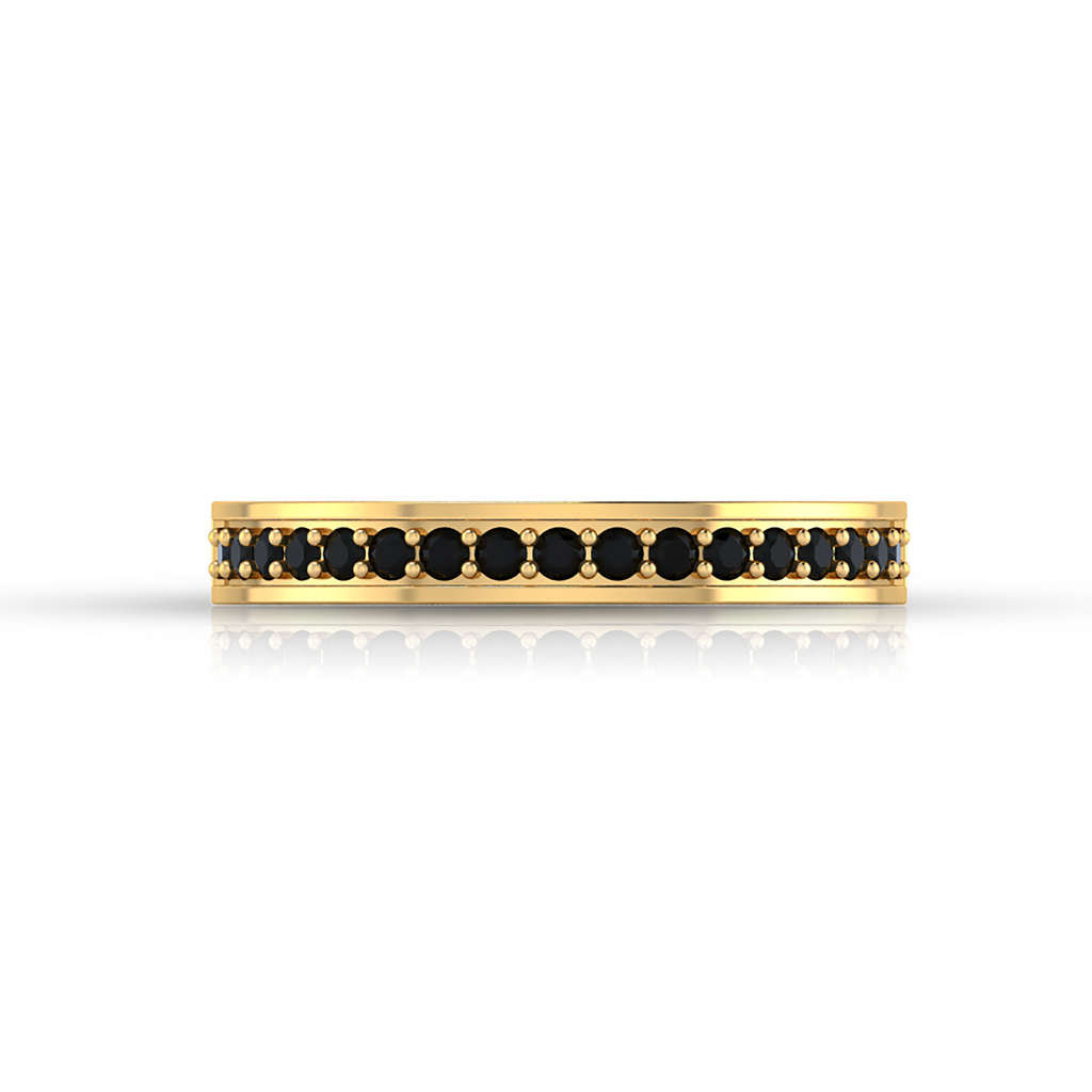White And Black Diamond Half Eternity Gold Plated Band Ring