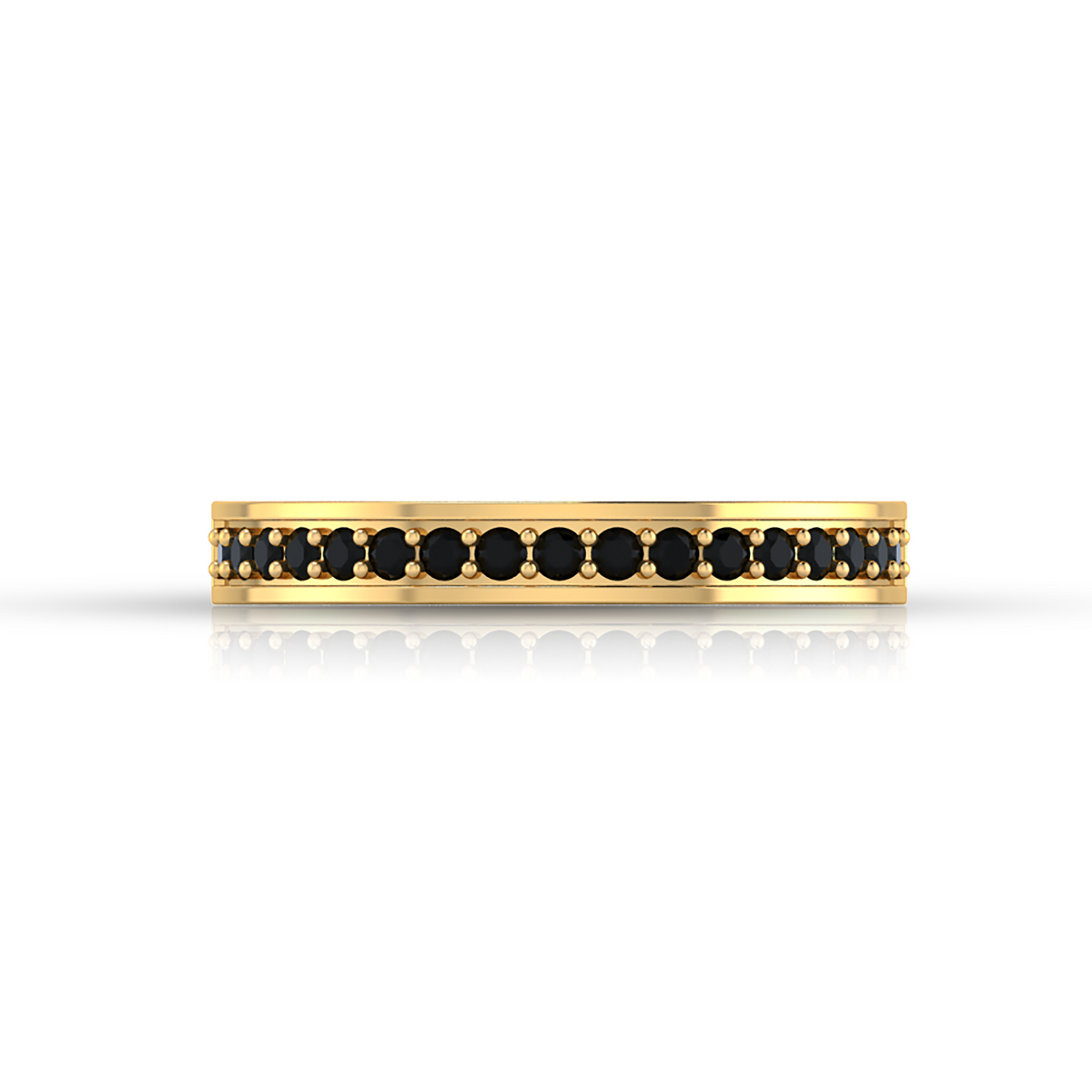 White And Black Diamond Half Eternity Gold Plated Band Ring