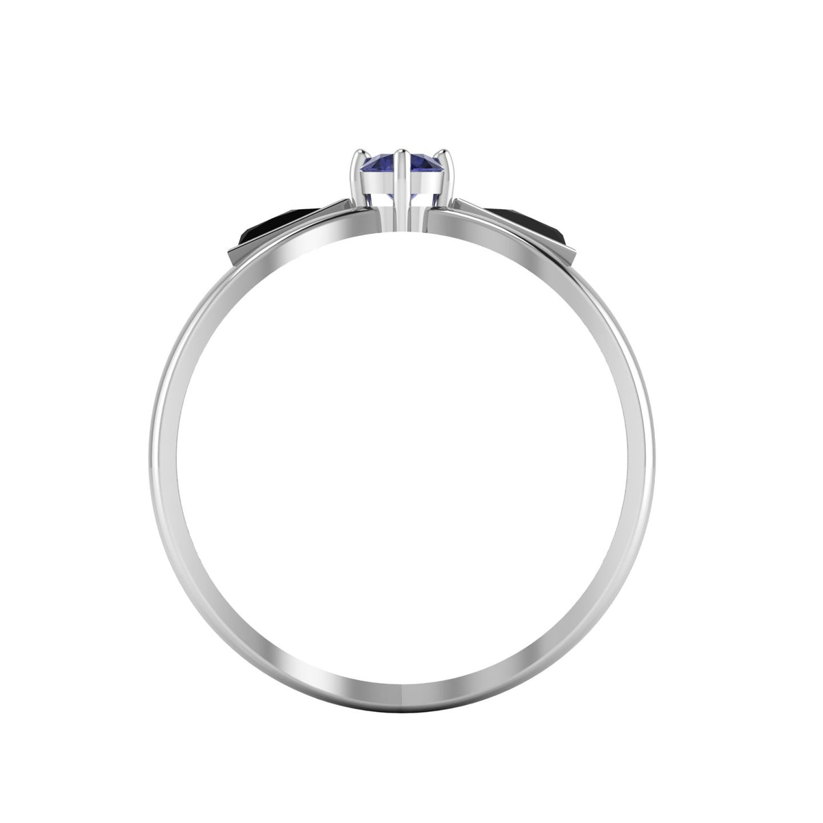 Tanzanite And Black Diamond Silver Solitaire Ring