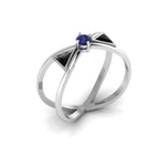Tanzanite And Black Diamond Silver Solitaire Ring