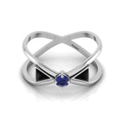 Tanzanite And Black Diamond Silver Solitaire Ring
