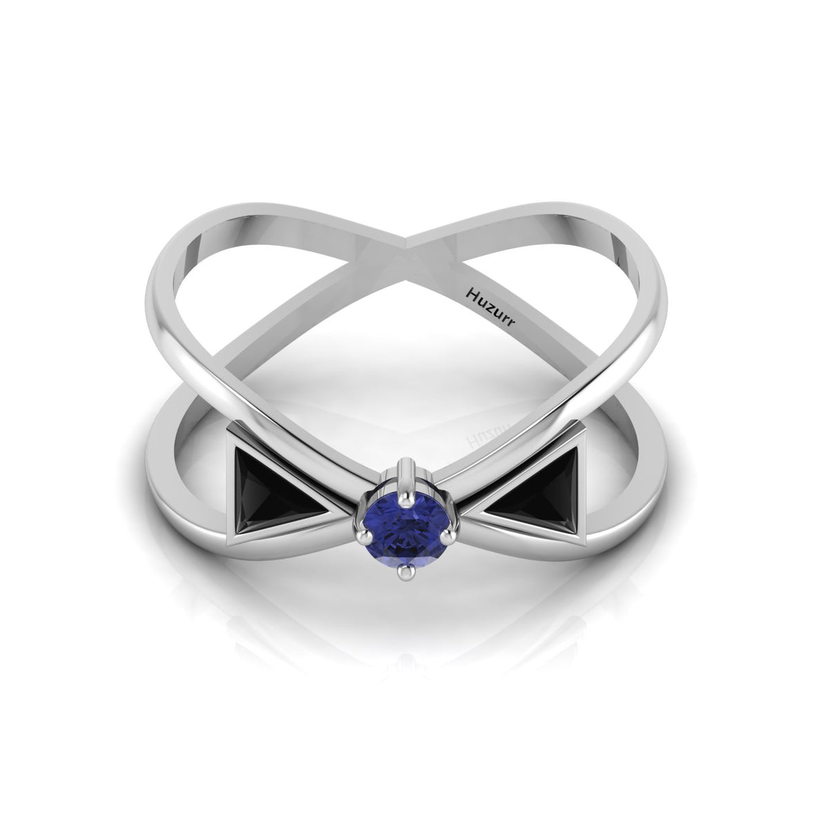 Tanzanite And Black Diamond Silver Solitaire Ring