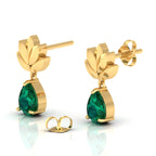 Leaf Tear Drops Gold Plated Emerald Earrings