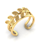 Stylish Leaf Two Tone Gold Plated Open Ring