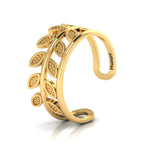 Stylish Leaf Two Tone Gold Plated Open Ring