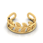 Stylish Leaf Two Tone Gold Plated Open Ring