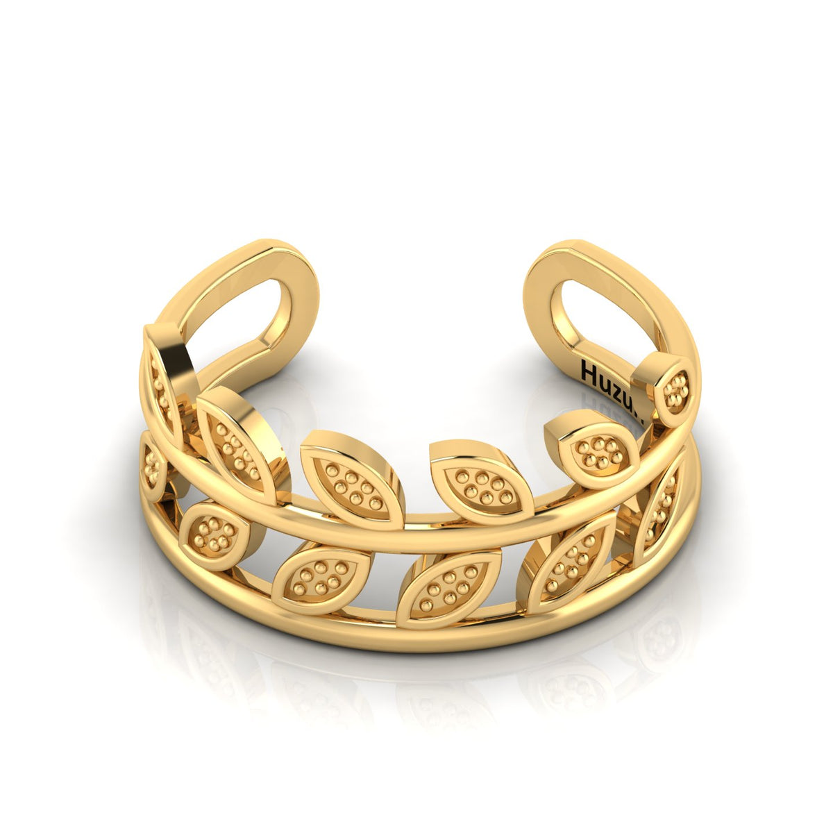 Stylish Leaf Two Tone Gold Plated Open Ring
