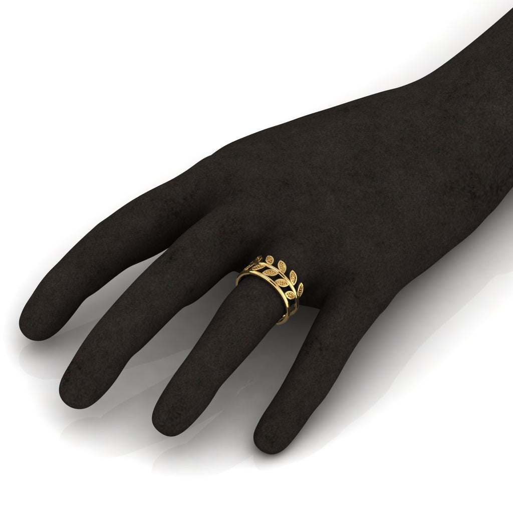 Stylish Leaf Two Tone Gold Plated Open Ring