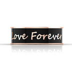 Rose Gold Plated Love Forever Black Enamel Band Ring