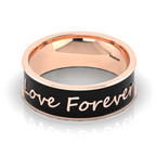 Rose Gold Plated Love Forever Black Enamel Band Ring