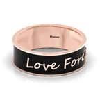 Rose Gold Plated Love Forever Black Enamel Band Ring