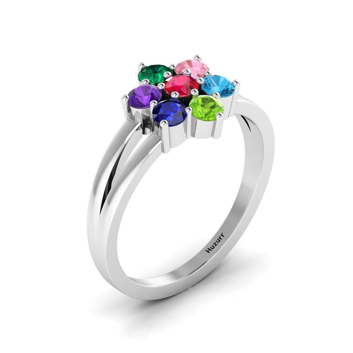 Multicolor Stone Floral Cocktail Silver Ring