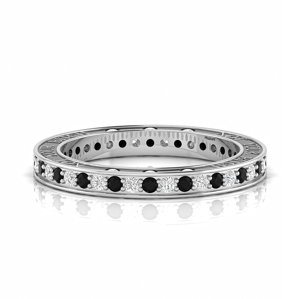 Silver White And Black Diamond Eternity Band Ring