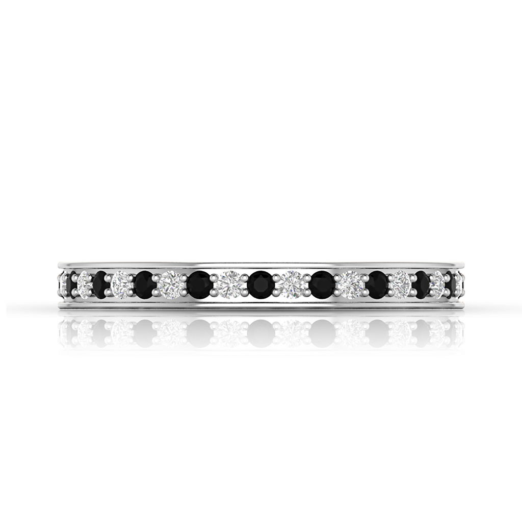 Silver White And Black Diamond Eternity Band Ring