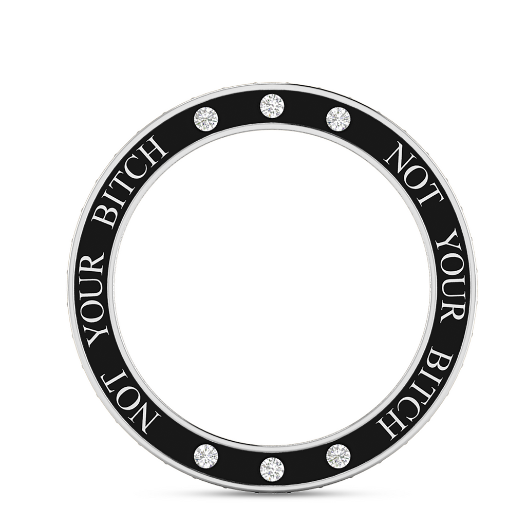 Silver White And Black Diamond Eternity Band Ring