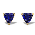 Gold Plated Trillion Blue Sapphire Stud Earrings