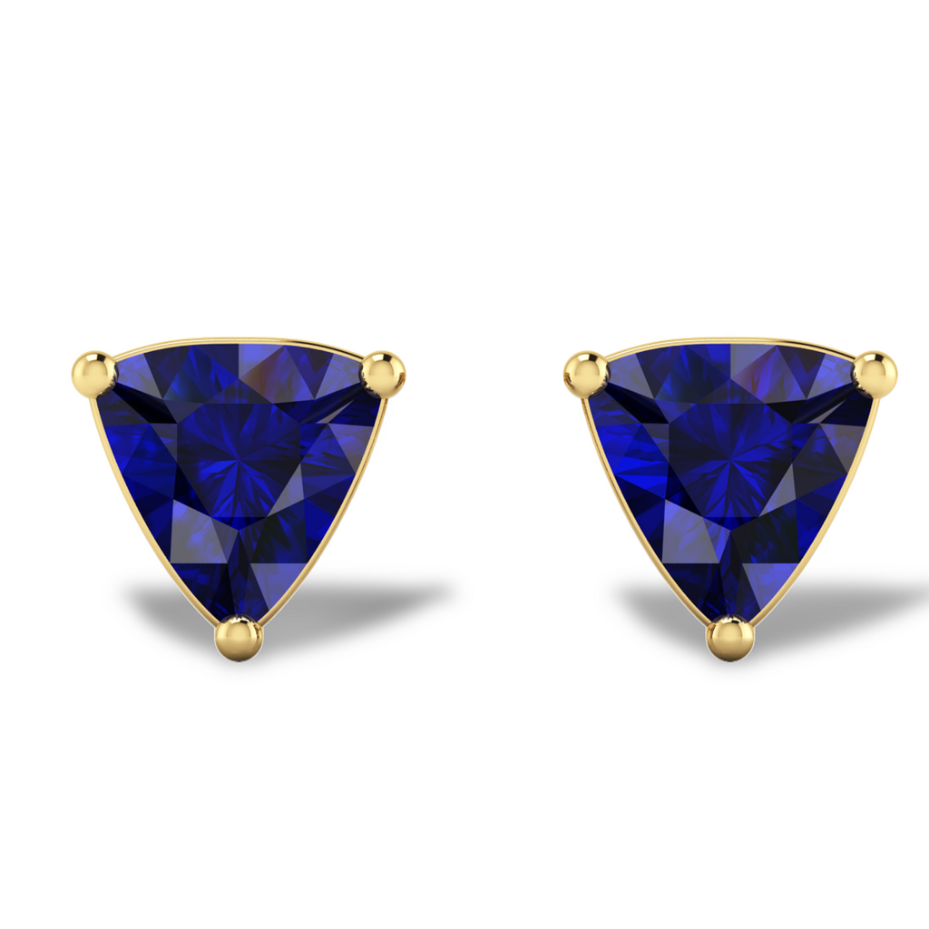 Gold Plated Trillion Blue Sapphire Stud Earrings