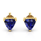 Gold Plated Trillion Blue Sapphire Stud Earrings