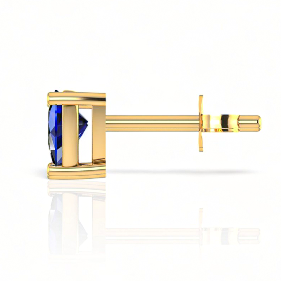 Gold Plated Trillion Blue Sapphire Stud Earrings
