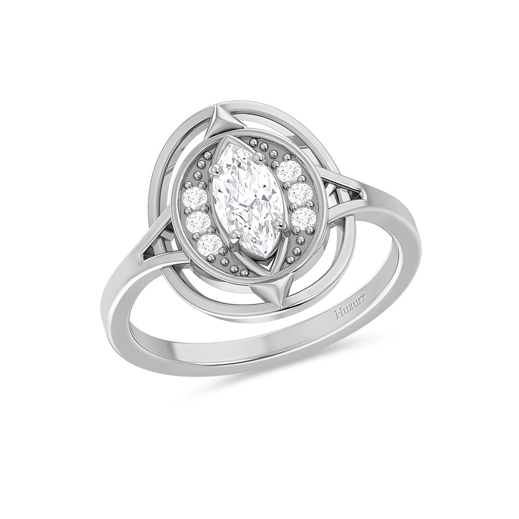 Marquise Cut Diamond Solitaire Silver Ring