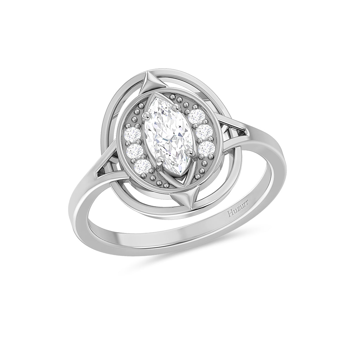 Marquise Cut Diamond Solitaire Silver Ring