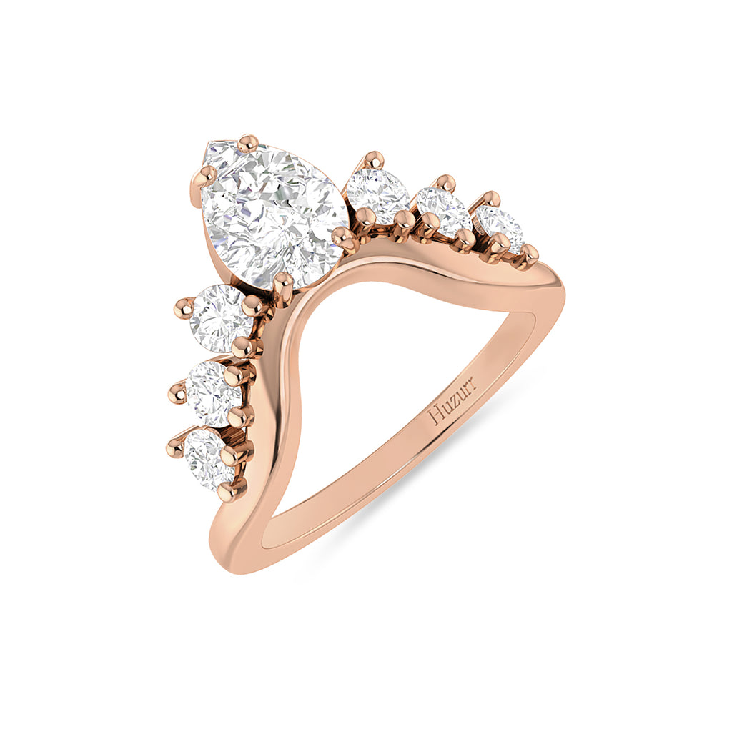 Rose Gold Plated Crown Diamond Ring