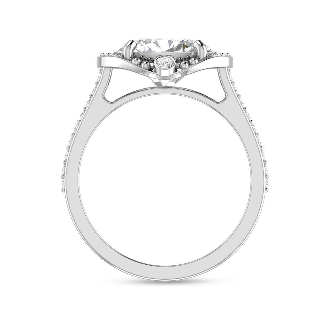 925 Silver Oval Diamond Solitaire Halo Ring