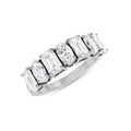 Stackable Oval & Emerald Cut Mix Diamond Silver Ring