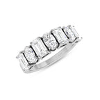 Stackable Oval & Emerald Cut Mix Diamond Silver Ring