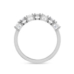 Stackable Oval & Emerald Cut Mix Diamond Silver Ring