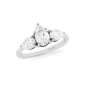 Three Pear Stone Diamond Silver Ring