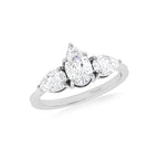 Three Pear Stone Diamond Silver Ring